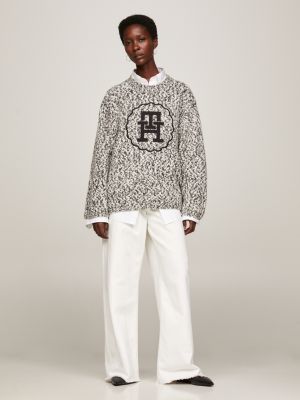 TH Monogram Textured Oversized Jumper | Black | Tommy Hilfiger