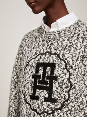 TH Monogram Textured Oversized Jumper, Black