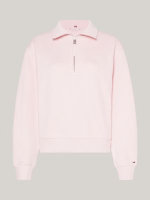 TH Monogram Cropped Half-Zip Sweatshirt