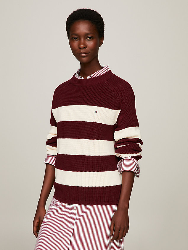 pullover relaxed fit a punto costa inglese red da donne tommy hilfiger