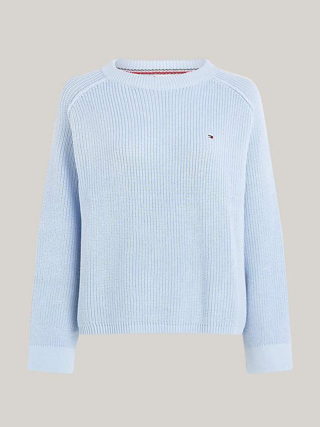 blue gebreid relaxed fit sweatshirt voor dames - tommy hilfiger