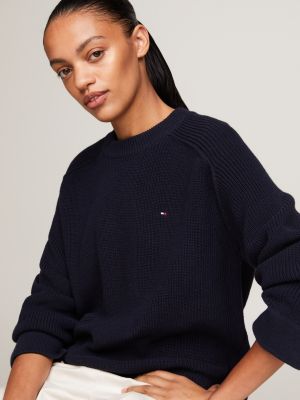 blue raglan sleeve relaxed jumper for women tommy hilfiger