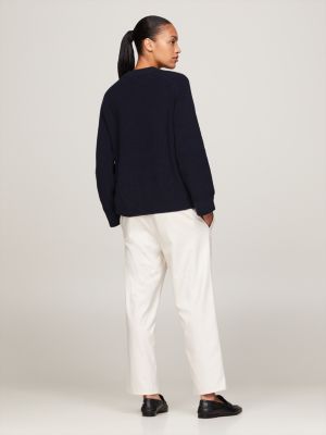 blue raglan sleeve relaxed jumper for women tommy hilfiger