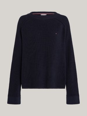 blue raglan sleeve relaxed jumper for women tommy hilfiger