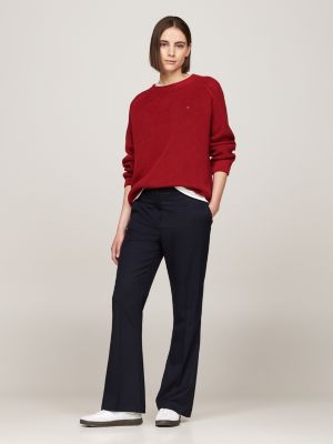 red raglan sleeve relaxed jumper for women tommy hilfiger