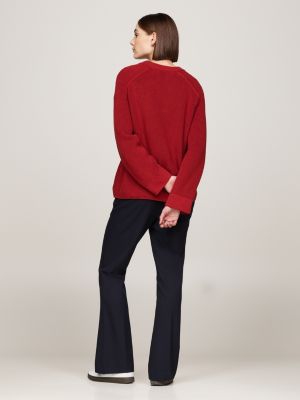 red raglan sleeve relaxed jumper for women tommy hilfiger