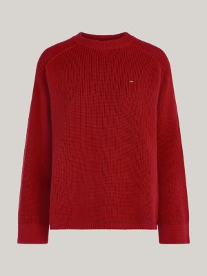 red raglan sleeve relaxed jumper for women tommy hilfiger