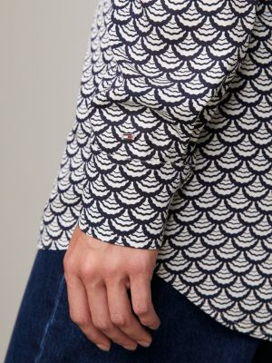 blue modern scallop print regular fit shirt for women tommy hilfiger