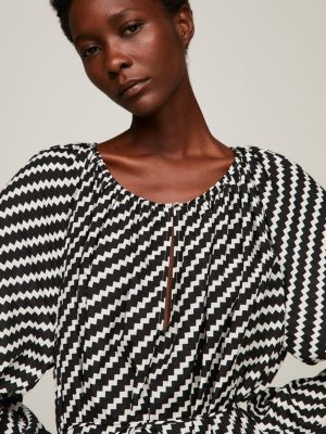 white knielanges oversized fit kleid mit streifen für damen - tommy hilfiger