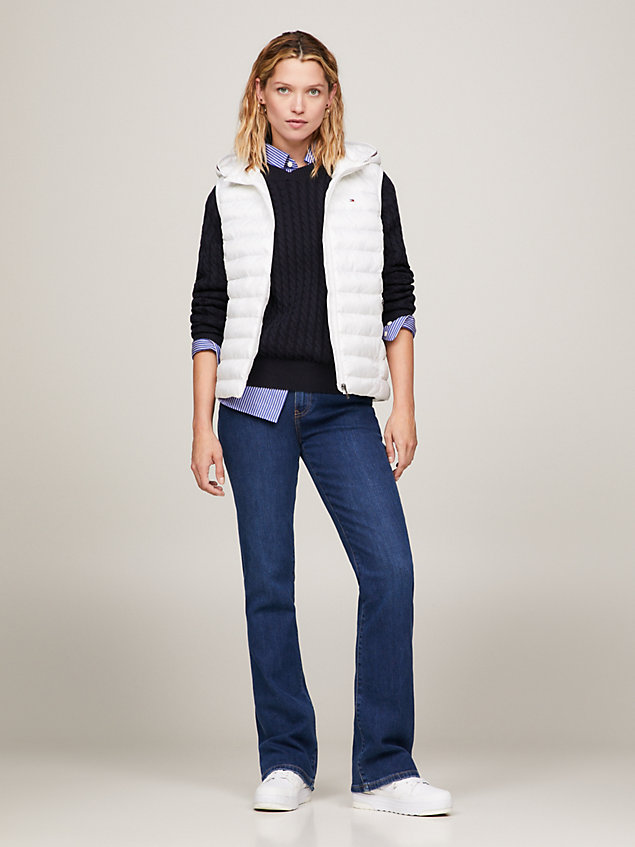 white global stripe lightweight padded vest for women tommy hilfiger