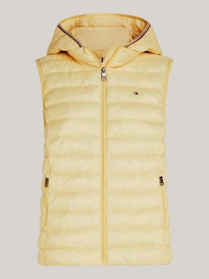 geel lichtgewicht bodywarmer met dons en capuchon voor dames - tommy hilfiger