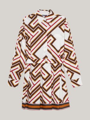 Tommy x Pendleton Valley Stripe overhemdjurk met monogram Wit