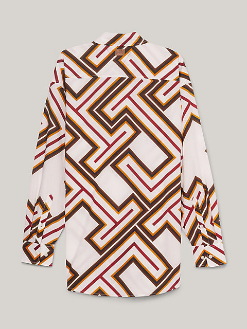 white tommy x pendleton prep valley stripe overhemd met monogram voor dames - tommy hilfiger