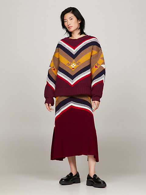 red tommy x pendleton wool valley stripe jumper skirt for women tommy hilfiger