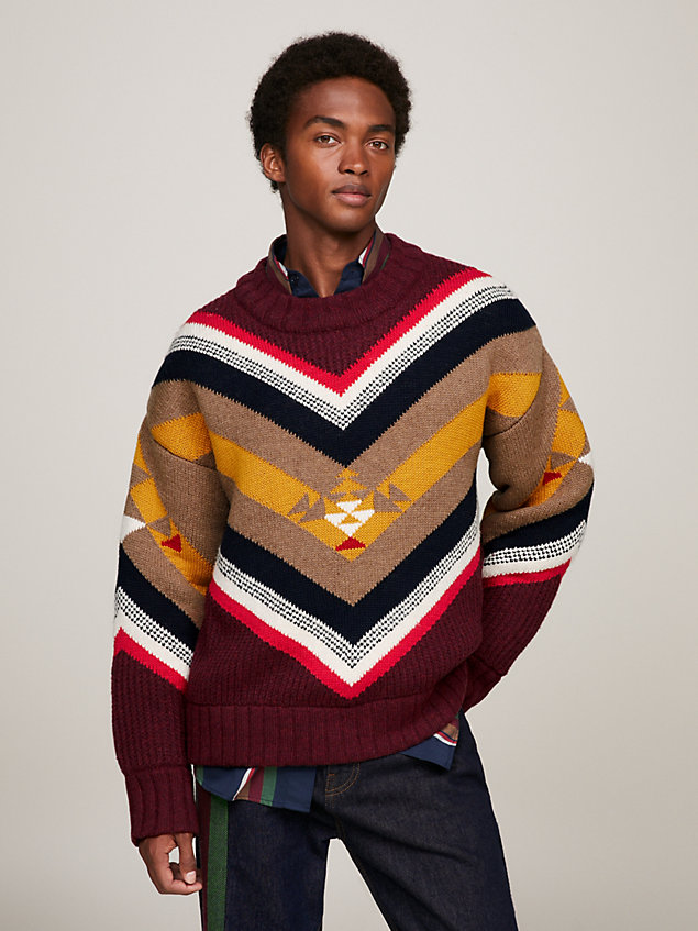 red tommy x pendleton valley stripe relaxed jumper for women tommy hilfiger
