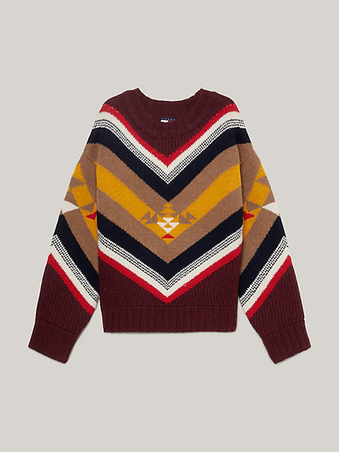 red sweter o luźnym kroju tommy × pendleton dla kobiety - tommy hilfiger