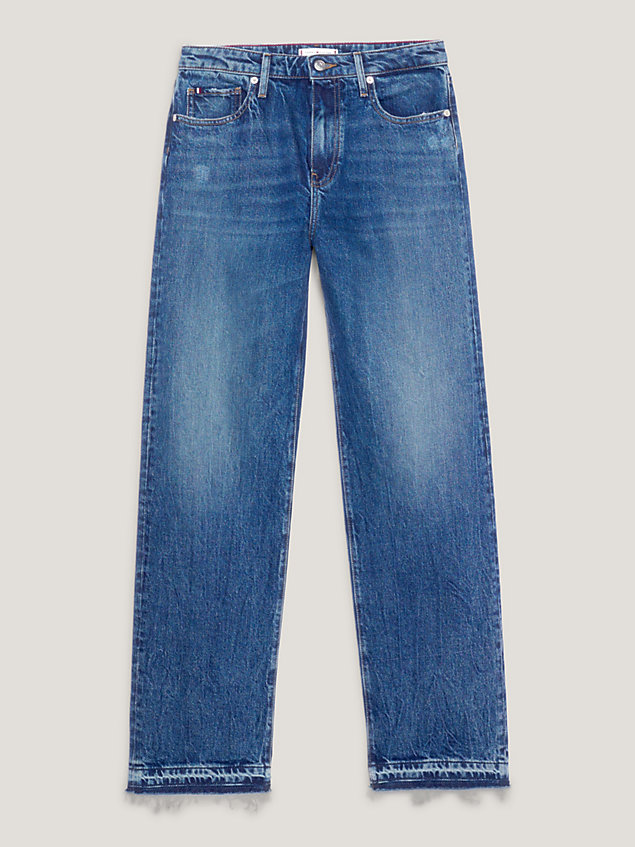 denim straight relaxed jeans mit mittelhohem bund für damen - tommy hilfiger