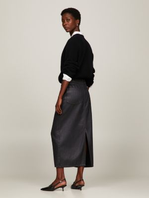 Black coated hot sale denim skirt