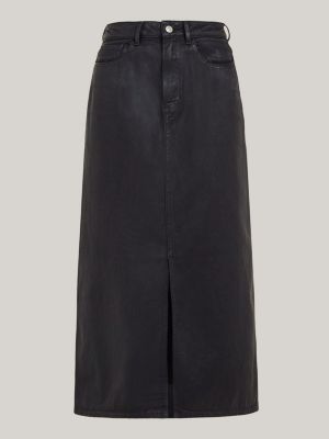 Coated denim 2025 midi skirt