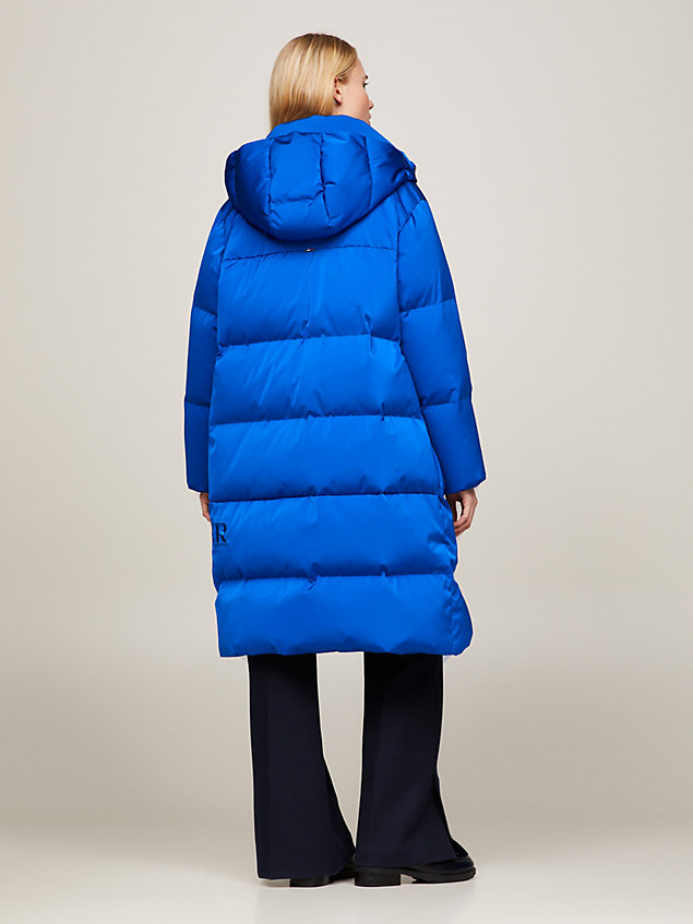 blue hooded maxi down-filled coat for women tommy hilfiger