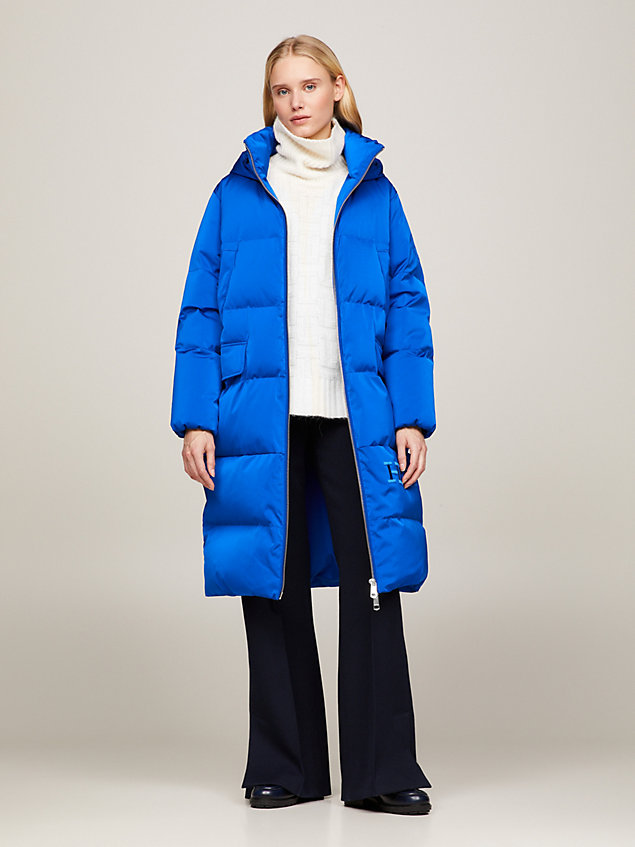 abrigo maxi con relleno de plumón y capucha blue de mujer tommy hilfiger