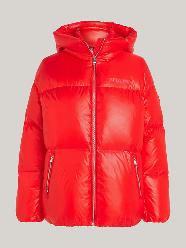 orange new york down relaxed puffer jacket for women tommy hilfiger
