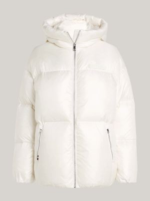 Tommy hilfiger puffer jacket deals women's white