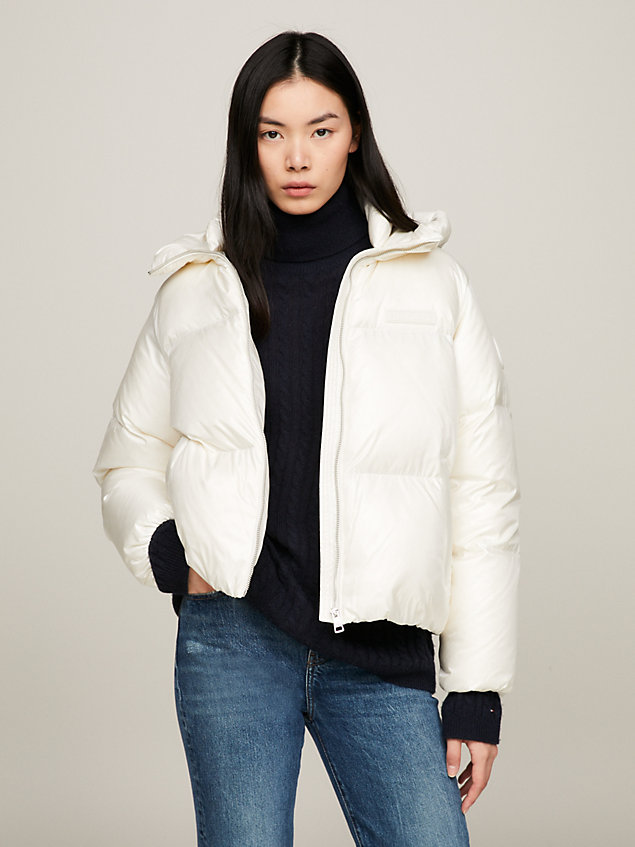 white new york relaxed pufferjack met donsvulling voor dames - tommy hilfiger