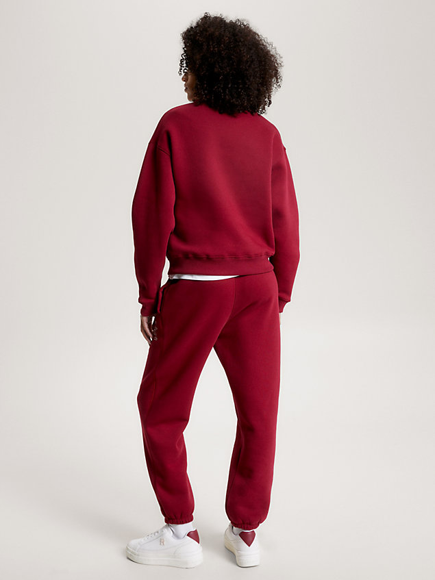 red regular fit trui met th-monogram voor dames - tommy hilfiger
