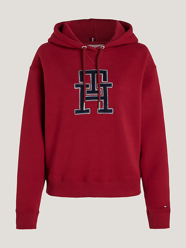 red th monogram modern hoodie mit logo für damen - tommy hilfiger