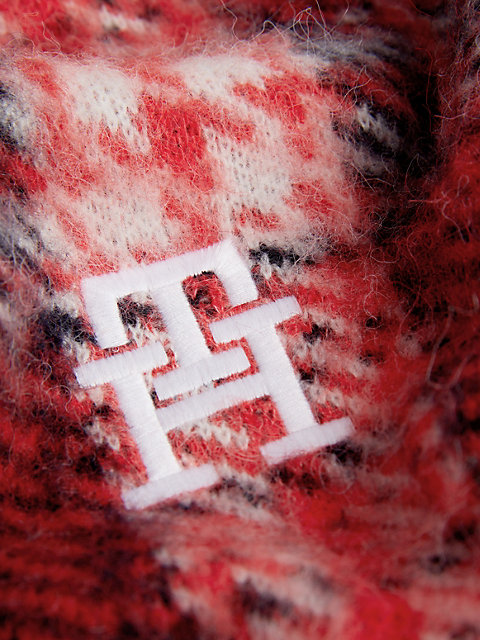 red th monogram tartan check half-zip jumper for women tommy hilfiger