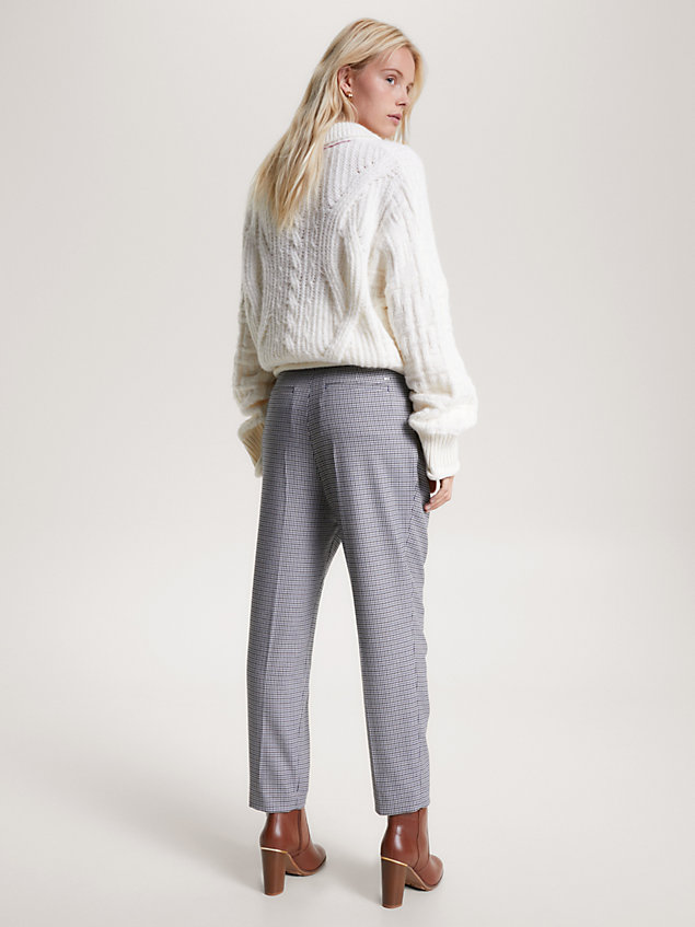 white check relaxed fit tapered trousers for women tommy hilfiger