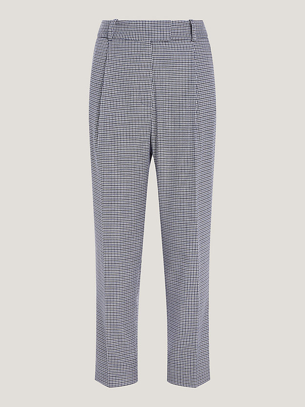 Check Relaxed Fit Tapered Trousers | White | Tommy Hilfiger