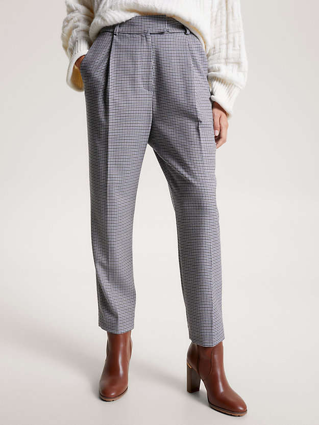 Check Relaxed Fit Tapered Trousers | White | Tommy Hilfiger