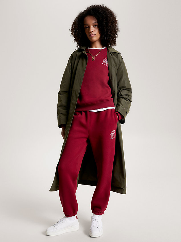 red th monogram modern joggers for women tommy hilfiger