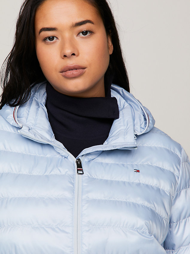 blue curve recycled padded global stripe jacket for women tommy hilfiger