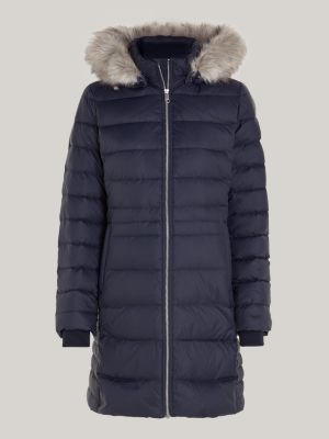 Manteau Curve capuche en fausse fourrure BLEU Tommy Hilfiger