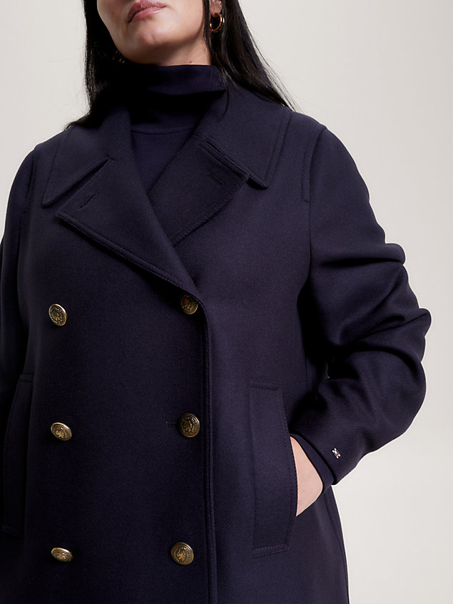 blue curve prep double breasted peacoat for women tommy hilfiger