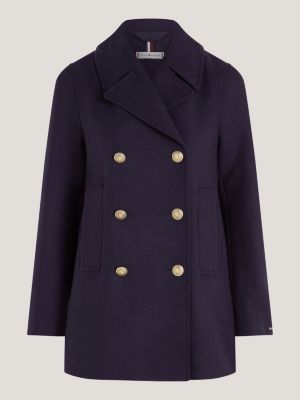 Tommy hilfiger short double best sale breasted peacoat