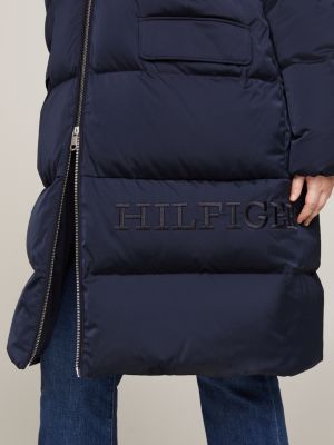 Curve Hooded Maxi Down-Filled Coat | BLUE | Tommy Hilfiger