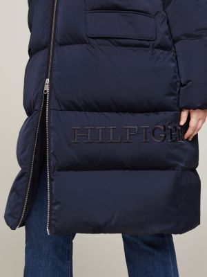 Curve Hooded Maxi Down-Filled Coat | Blue | Tommy Hilfiger