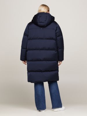 Curve Hooded | | Hilfiger Tommy Blue Maxi Coat Down-Filled