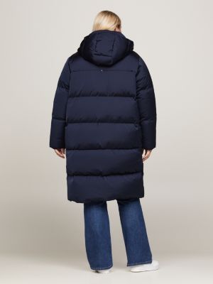 Coat Hooded | | Tommy Blue Maxi Down-Filled Hilfiger Curve