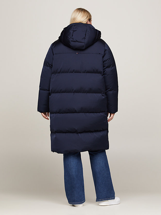 Curve Hooded Maxi Down-Filled Coat | Blue | Tommy Hilfiger
