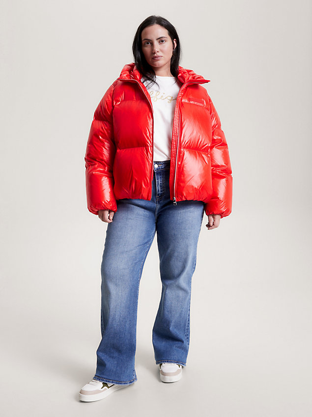 orange luźna kurtka puchowa new york z kolekcji curve dla kobiety - tommy hilfiger