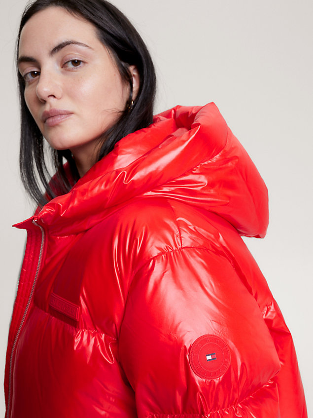 orange luźna kurtka puchowa new york z kolekcji curve dla kobiety - tommy hilfiger