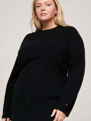 Curve Wool And Cashmere Relaxed Jumper Dress Black Tommy Hilfiger