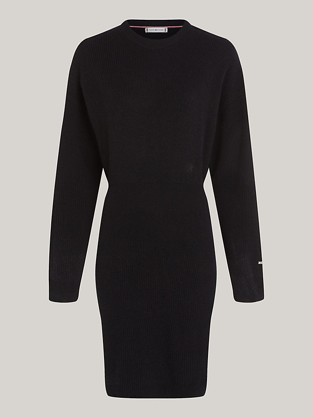 black curve wool and cashmere relaxed jumper dress for women tommy hilfiger