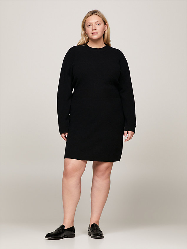 black curve wool and cashmere relaxed jumper dress for women tommy hilfiger