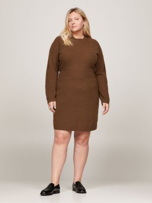 Curve Wool And Cashmere Relaxed Jumper Dress Brown Tommy Hilfiger